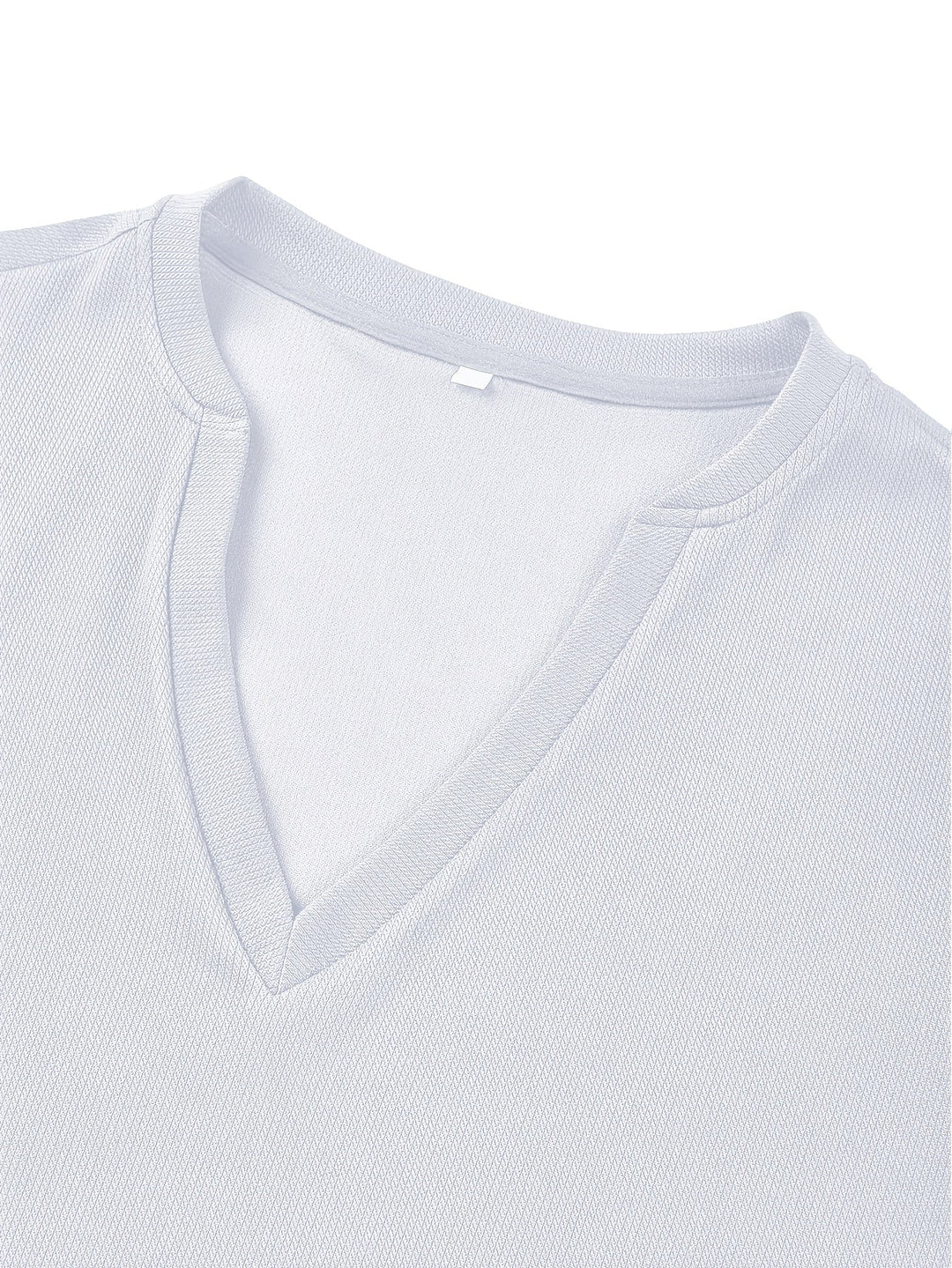Men's T-shirt with Deep V-neck and Texture – Rafael-White-S-State of Style