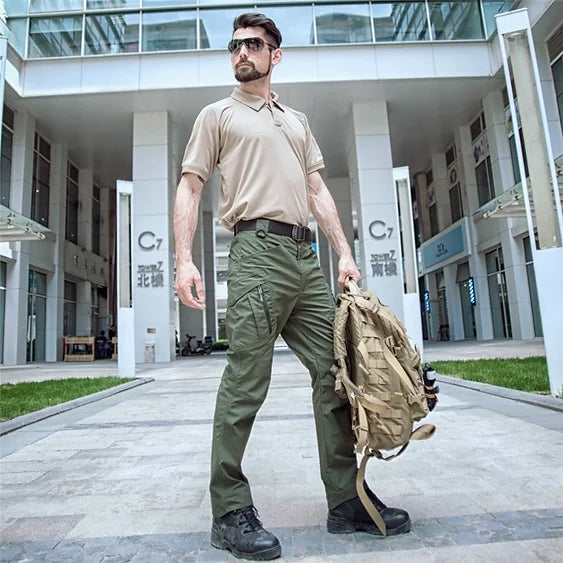 Men's Tactical Cargo Trousers - Vortex-Green-S-Nora Luxe