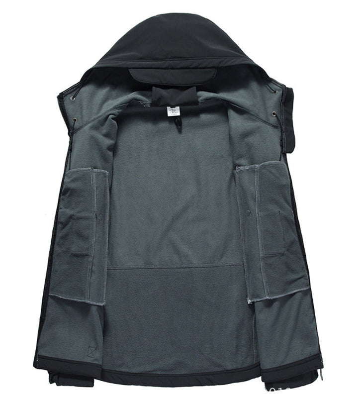 Men's Tactical Waterproof Windproof Softshell Jacket with Hood - Kai-Black-S-Nora Luxe