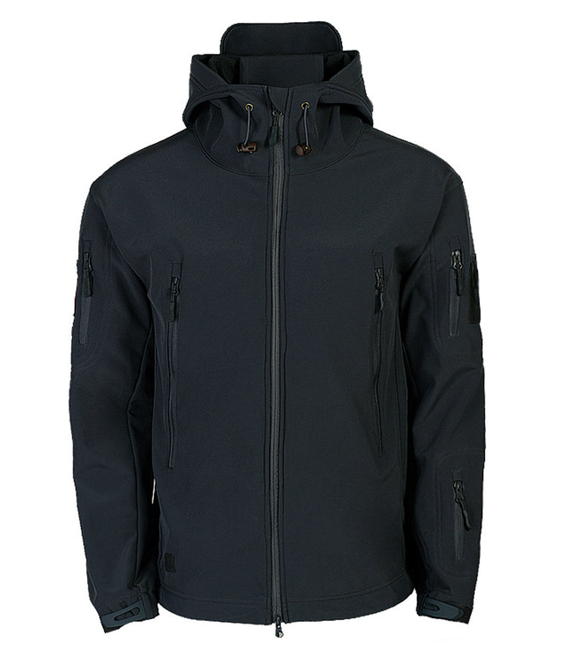 Men's Tactical Waterproof Windproof Softshell Jacket with Hood - Kai-Black-S-Nora Luxe