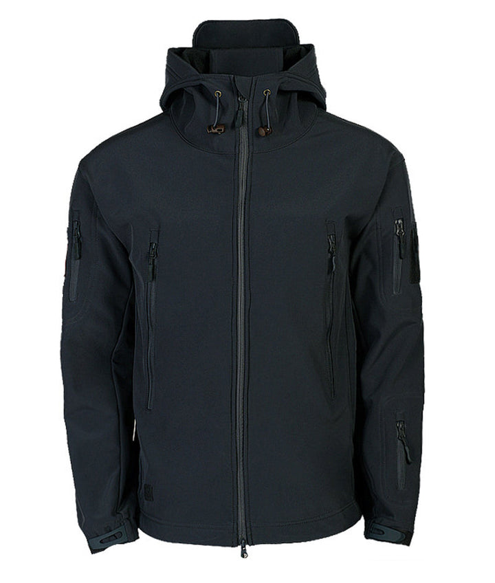 Men's Tactical Waterproof Windproof Softshell Jacket with Hood - Kai-Black-S-Nora Luxe