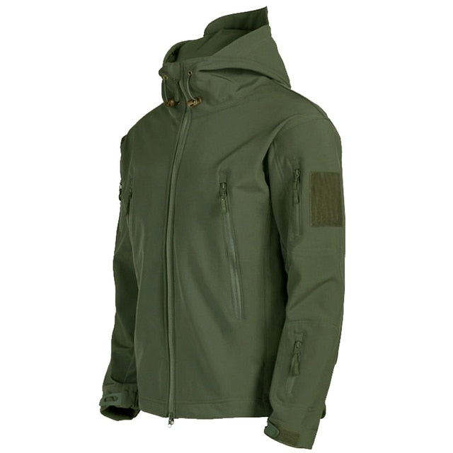 Men's Tactical Waterproof Windproof Softshell Jacket with Hood - Kai-Green-S-Nora Luxe