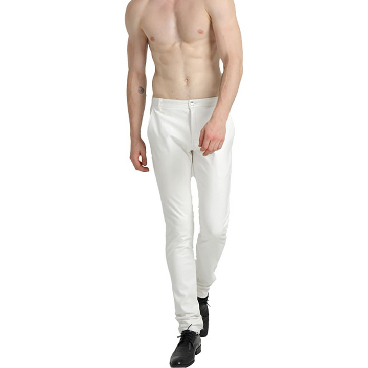 Men's Tapered Faux Leather Biker Pants - Bernard-Black-28-Nora Luxe