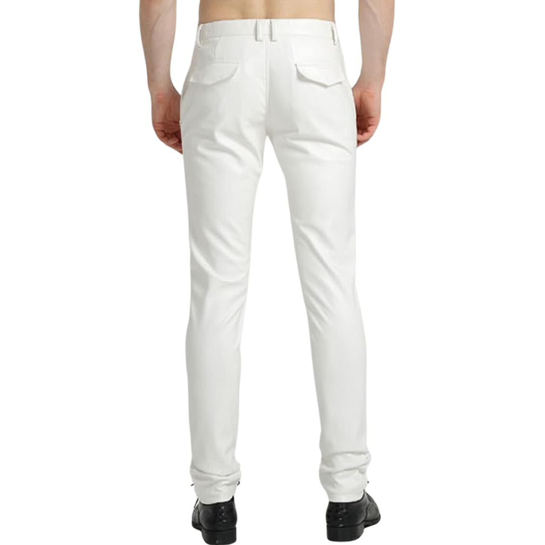 Men's Tapered Faux Leather Biker Pants - Bernard-Black-28-Nora Luxe