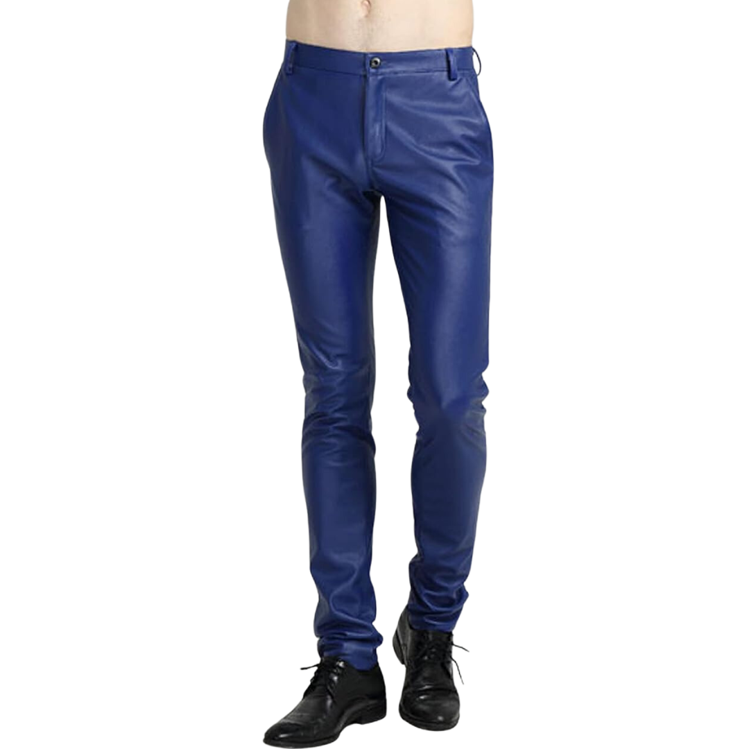 Men's Tapered Faux Leather Biker Pants - Bernard-Black-28-Nora Luxe