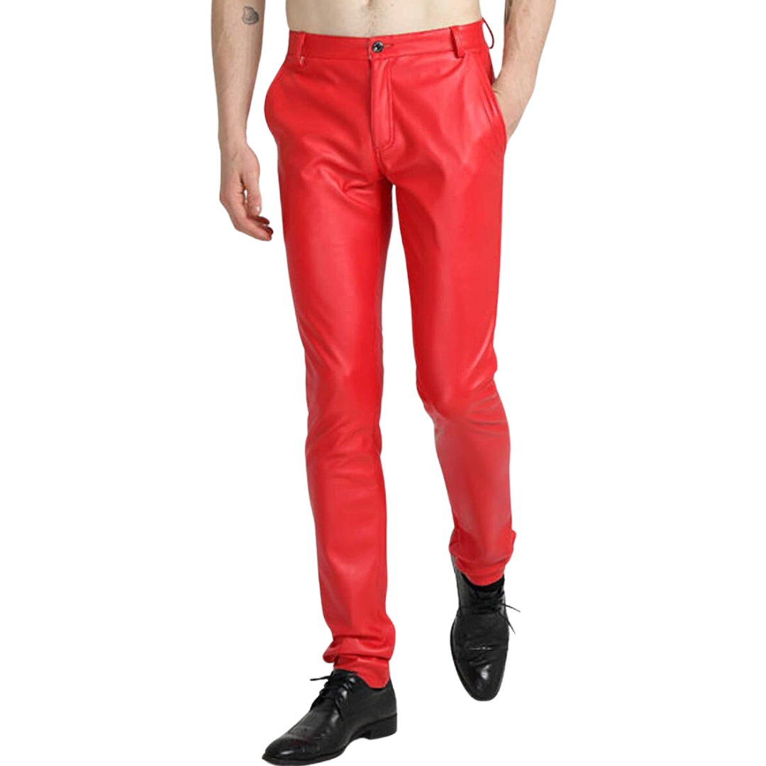 Men's Tapered Faux Leather Biker Pants - Bernard-Black-28-Nora Luxe