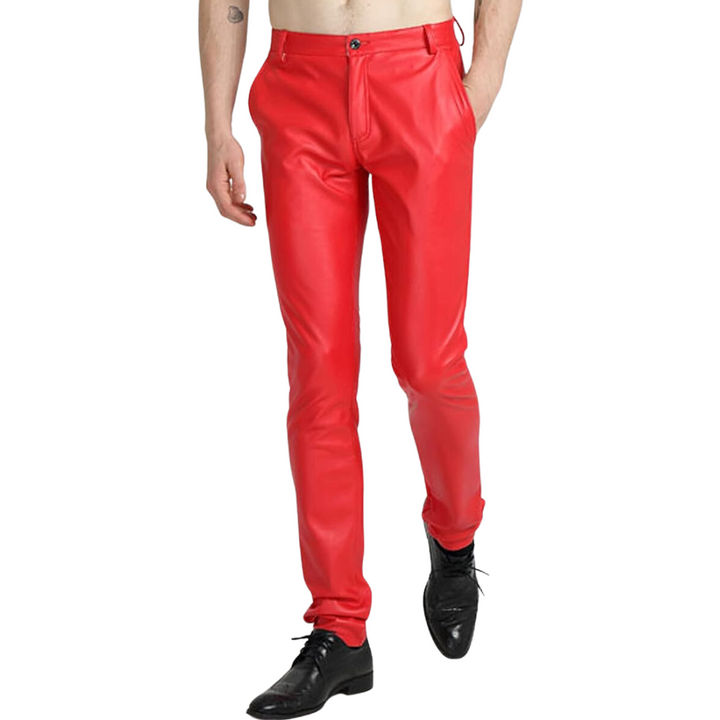 Men's Tapered Faux Leather Biker Pants - Bernard-Black-28-Nora Luxe