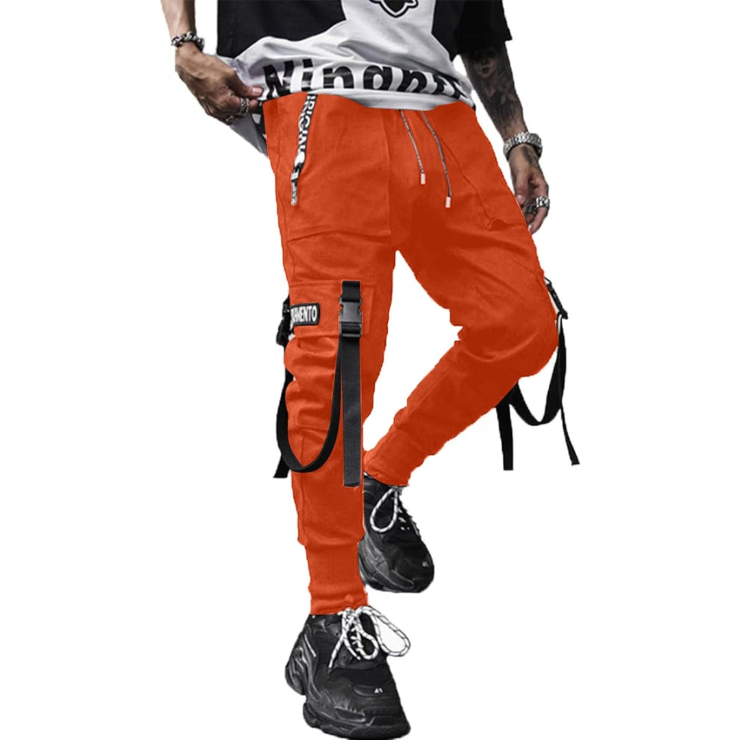 Men's Techwear Tactical Jogging Trousers - Robert-Orange-XS-Nora Luxe