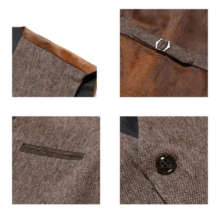 Men's Vintage V-Neck Reversible Sweater - Nathan-Brown-M-Nora Luxe