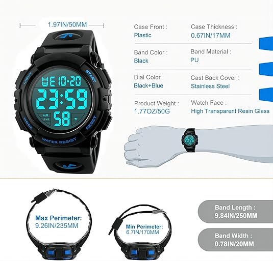 Men's Waterproof Digital Sports Watch – Martin-Nora Luxe