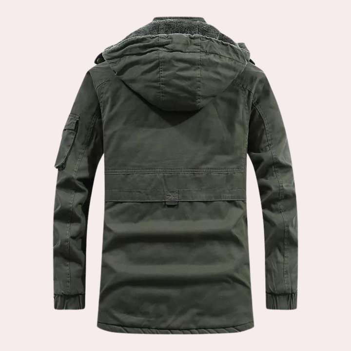 Men's Winter Jacket with Warm Hood - Logan-Green-S-Nora Luxe