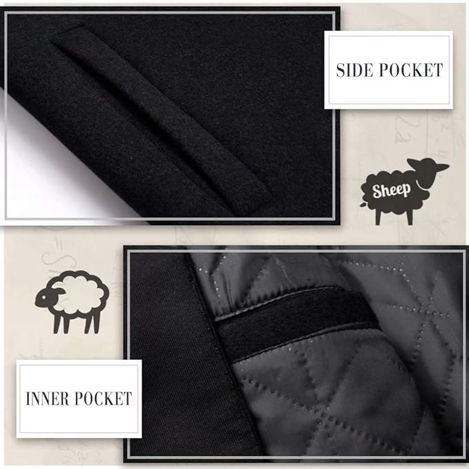 Men's Winter Trench Coat in Wool Blend - Liam-Black 1-XS-Nora Luxe