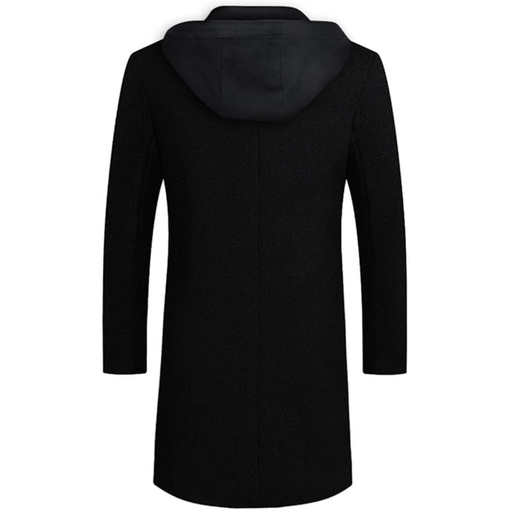 Men's Winter Trench Coat in Wool Blend - Liam-Black 1-XS-Nora Luxe