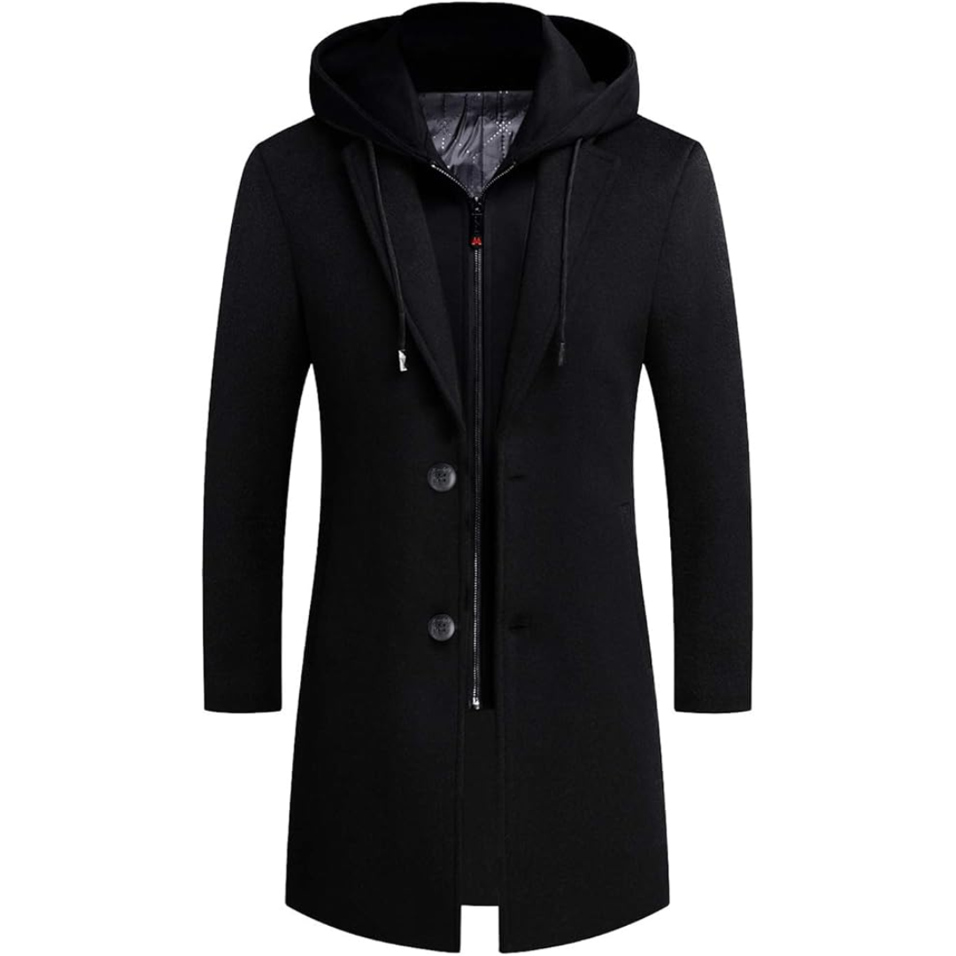 Men's Wool Blend Trench Coat - Pedro-Black 3-Nora Luxe