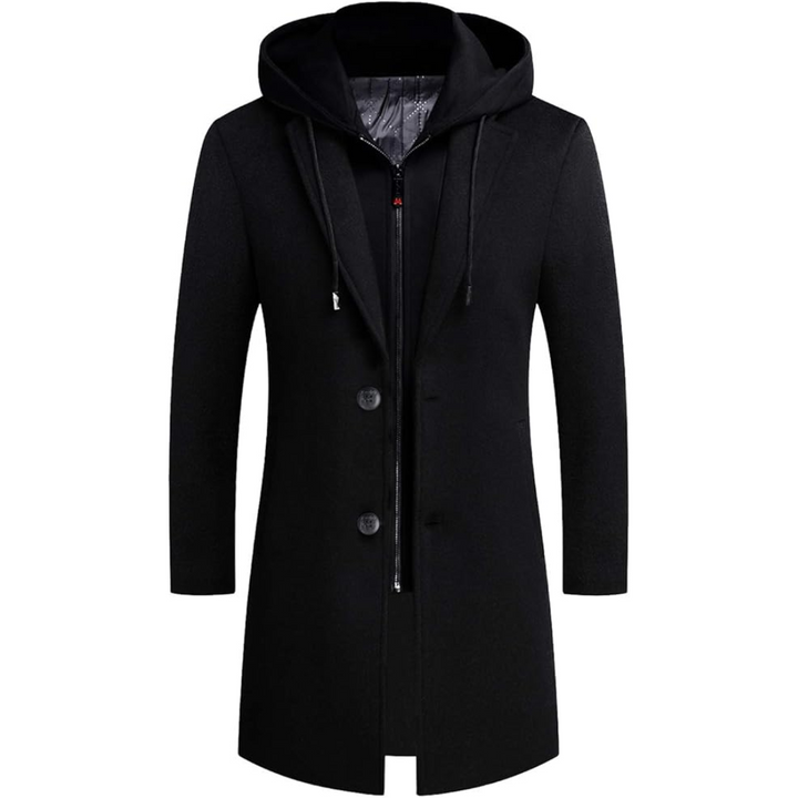 Men's Wool Blend Trench Coat - Pedro-Black 3-Nora Luxe