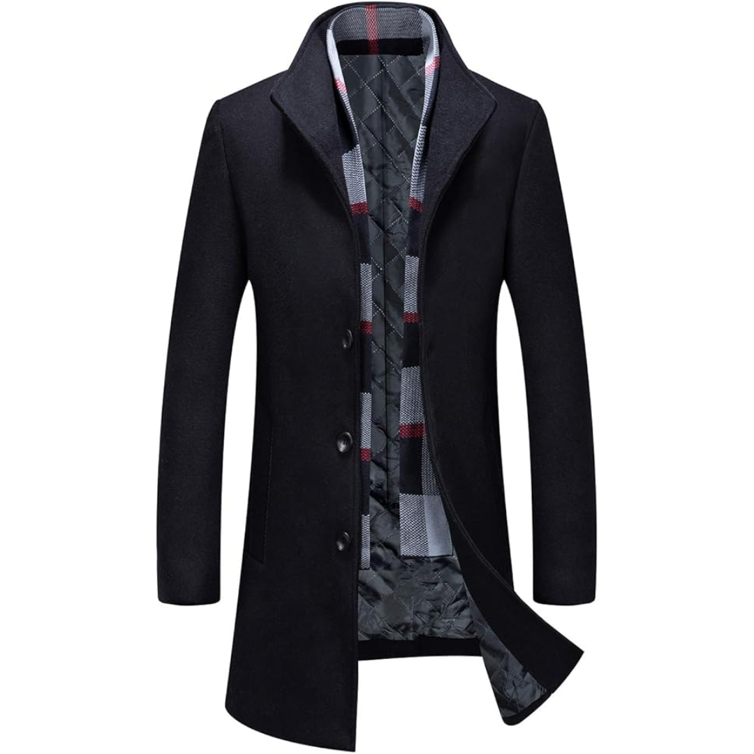 Men's Wool Blend Trench Coat - Pedro-Black 4-Nora Luxe