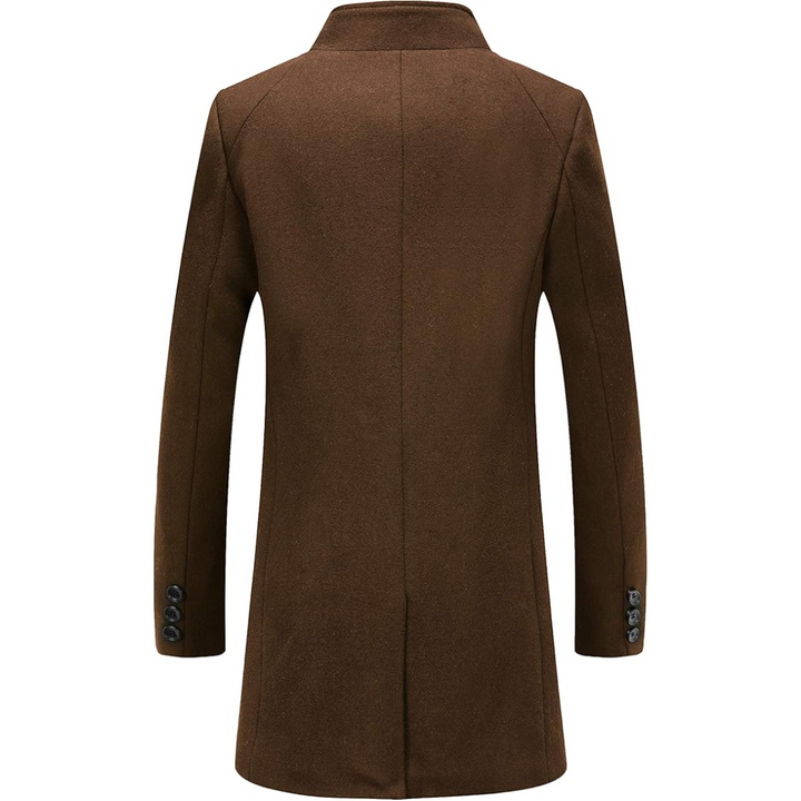 Men's Wool Blend Trench Coat - Pedro-Black-Nora Luxe