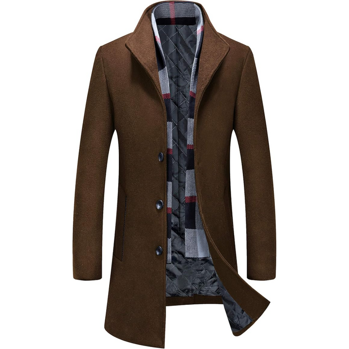 Men's Wool Blend Trench Coat - Pedro-Brown-Nora Luxe