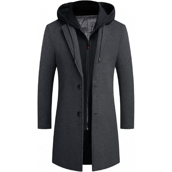 Men's Wool Blend Trench Coat - Pedro-Gray-Nora Luxe