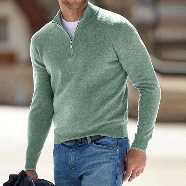 Men's Zip Sweater - Mason-Green-S-Nora Luxe