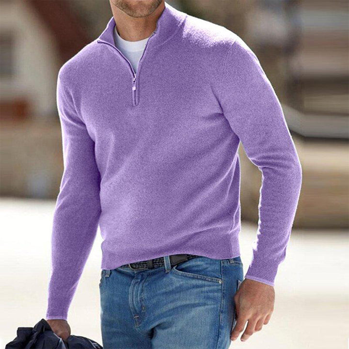 Men's Zip Sweater - Mason-Light Purple-S-Nora Luxe