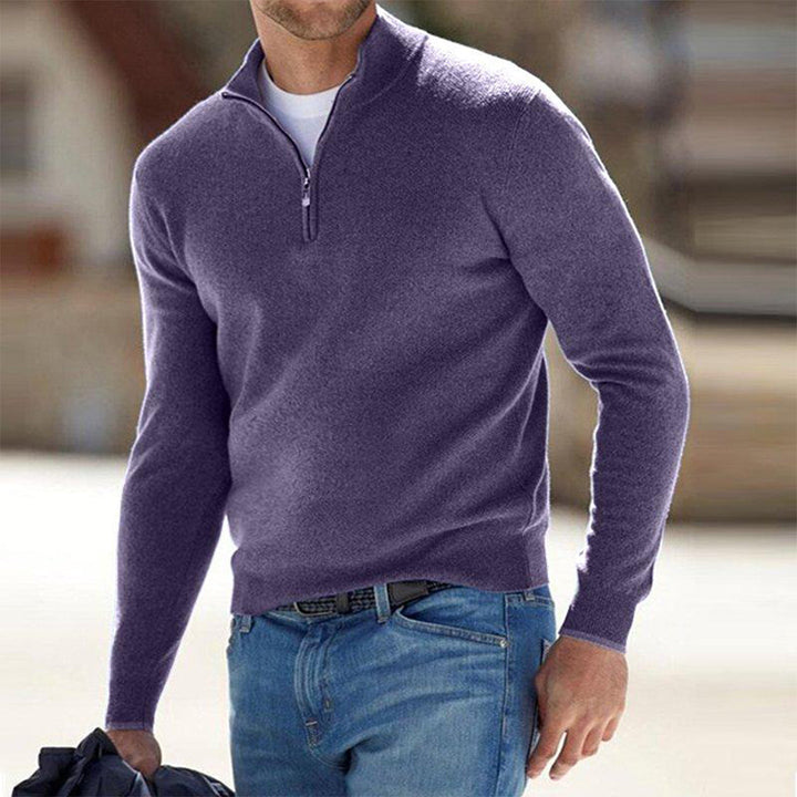 Men's Zip Sweater - Mason-Purple-S-Nora Luxe