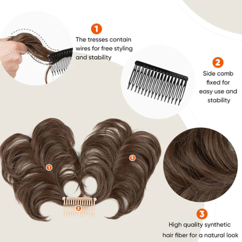 Messy Clip-in Bun with Side Clip – Elina-Black-Nora Luxe