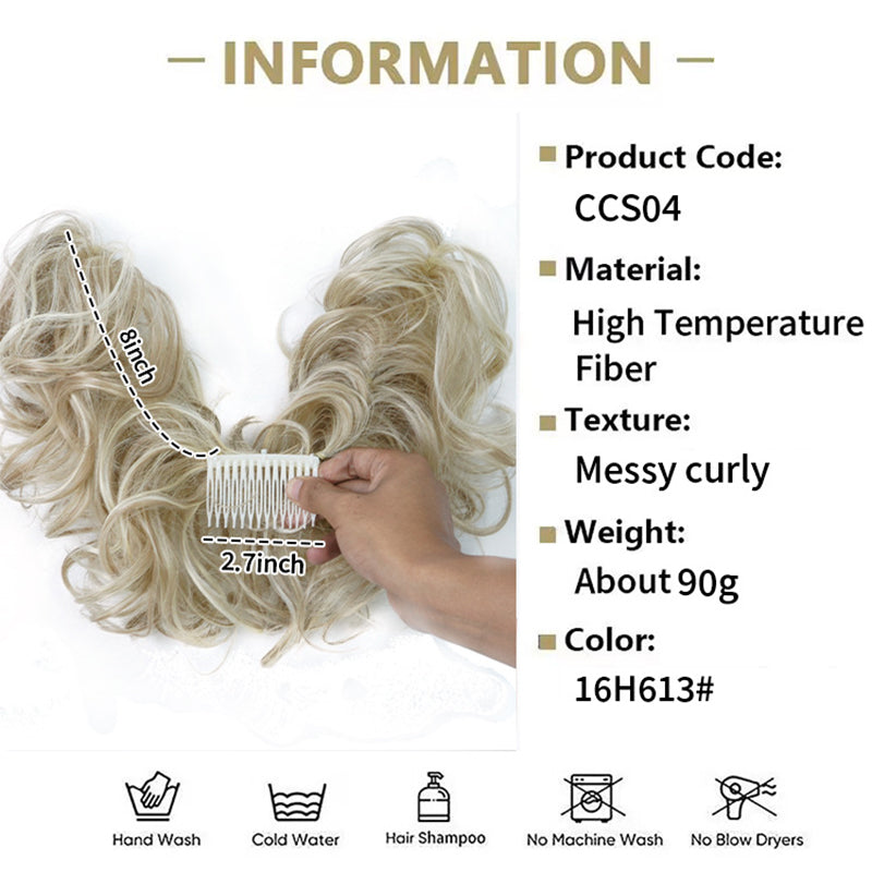 Messy Clip-in Bun with Side Clip – Elina-Black-Nora Luxe