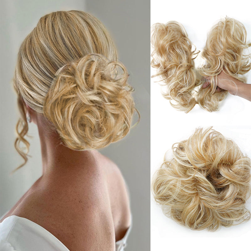 Messy Clip-in Bun with Side Clip – Elina-Blond-Nora Luxe
