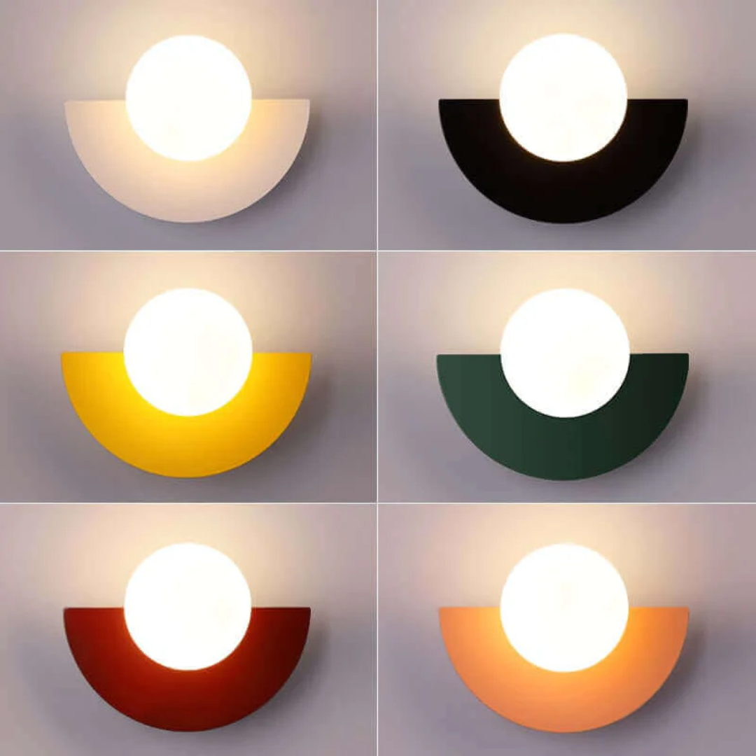Metal Half Moon Wall Lamp - LunaMetal-Red-7.87 × 5.91 in-Warm White (2700-3500k)-Nora Luxe