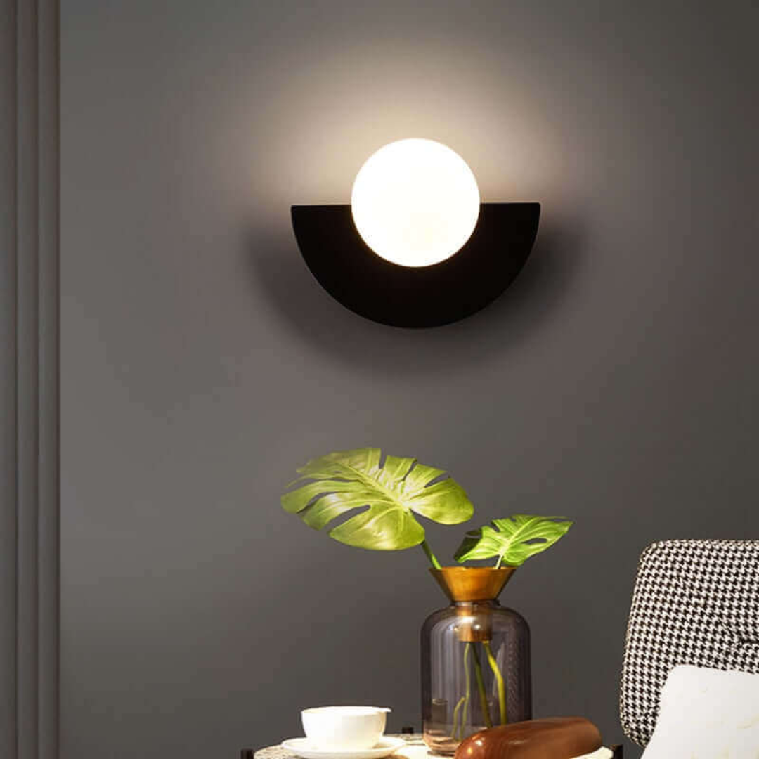 Metal Half Moon Wall Lamp - LunaMetal-Red-7.87 × 5.91 in-Warm White (2700-3500k)-Nora Luxe