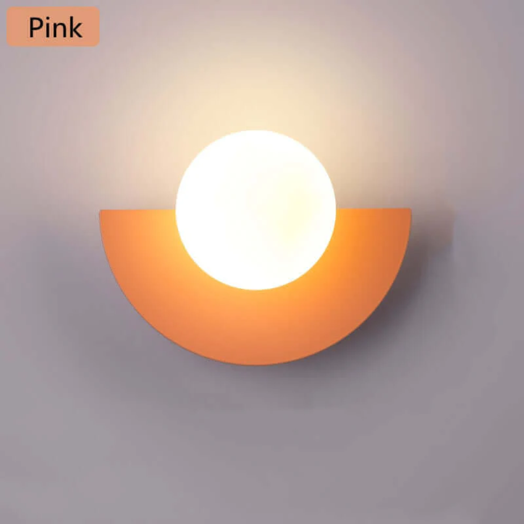 Metal Half Moon Wall Lamp - LunaMetal-Red-7.87 × 5.91 in-Warm White (2700-3500k)-Nora Luxe
