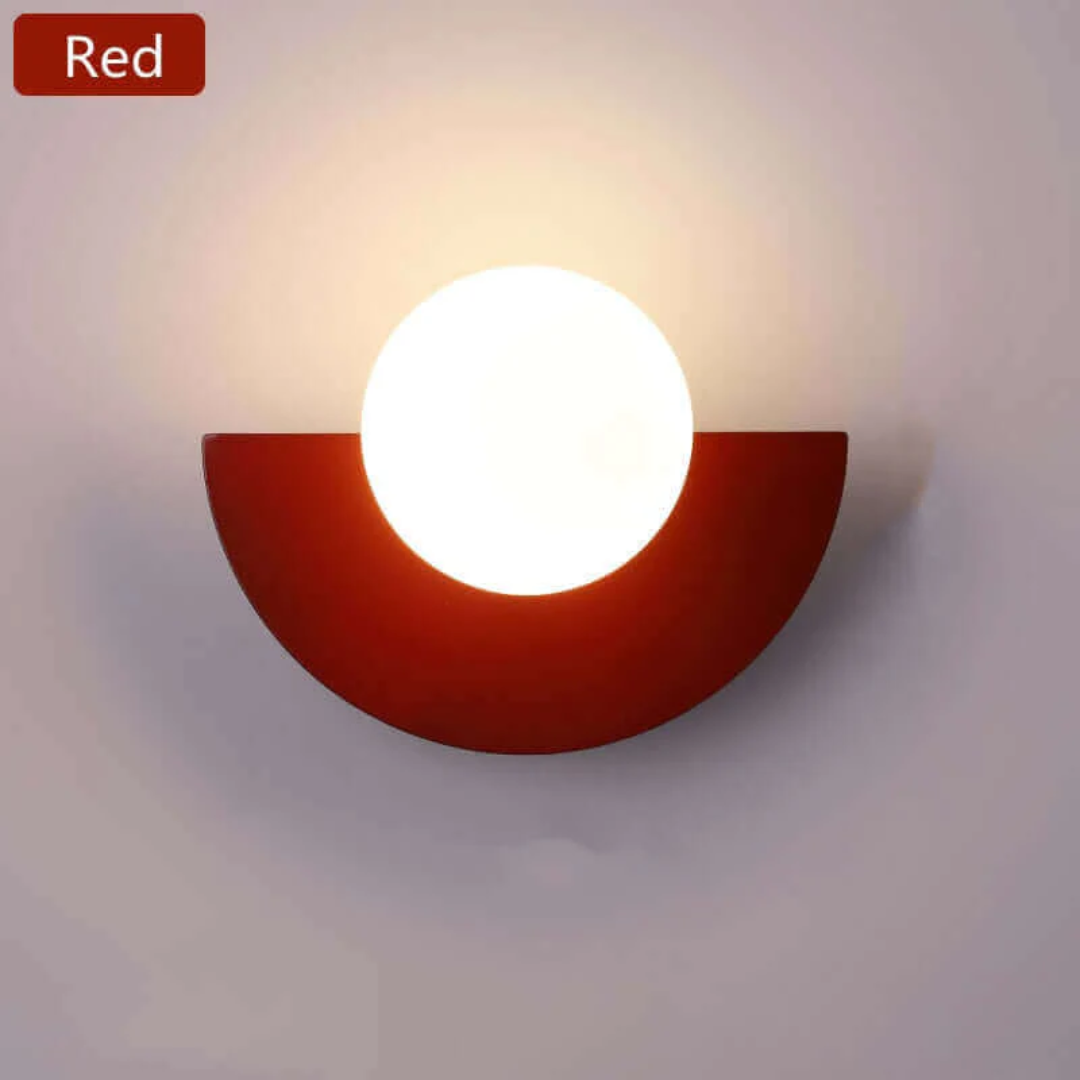 Metal Half Moon Wall Lamp - LunaMetal-Red-7.87 × 5.91 in-Warm White (2700-3500k)-Nora Luxe