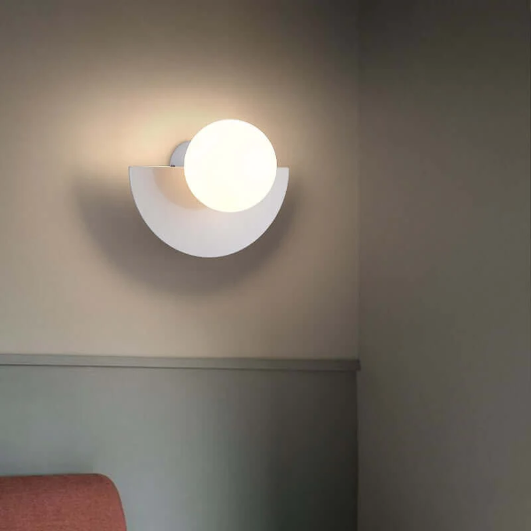 Metal Half Moon Wall Lamp - LunaMetal-Red-7.87 × 5.91 in-Warm White (2700-3500k)-Nora Luxe
