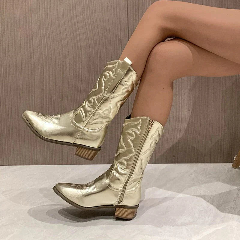 Metallic Cowboy Boots - Aurora-Gold-5-The Livary