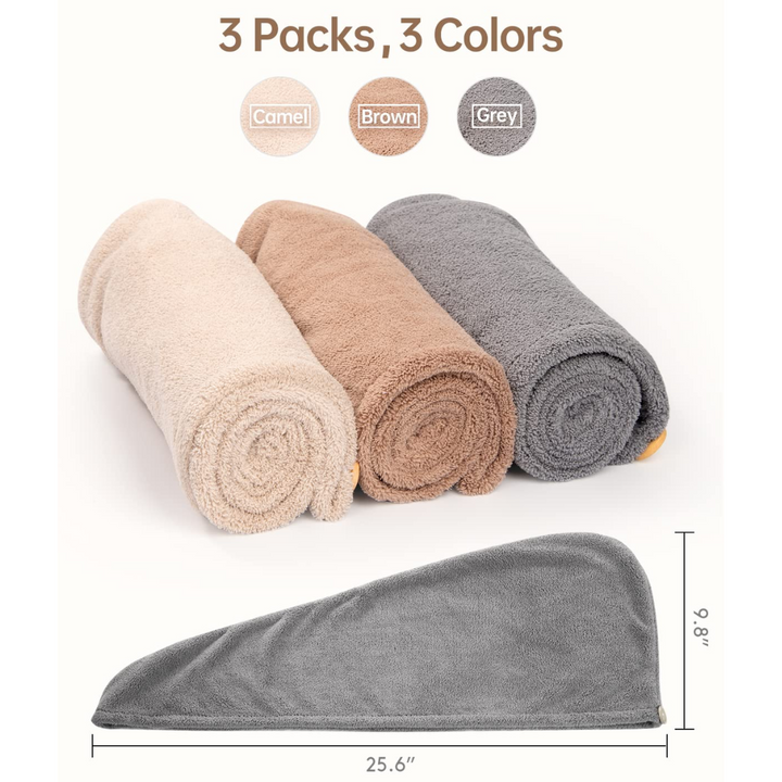 Microfiber Hair Towel Wrap – 3 Pack-Set 1-Nora Luxe