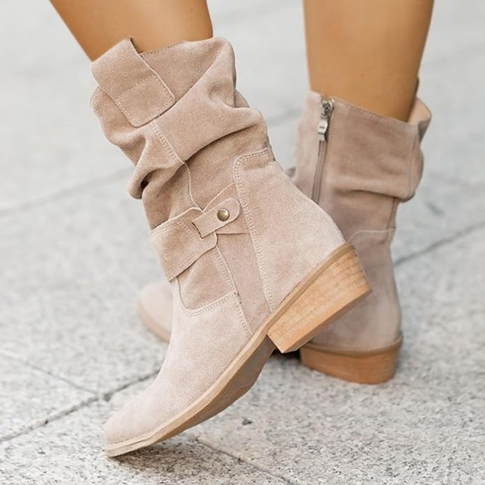 Mid-Calf Winter Boots with Heel - Iris-Beige-2.5-Nora Luxe