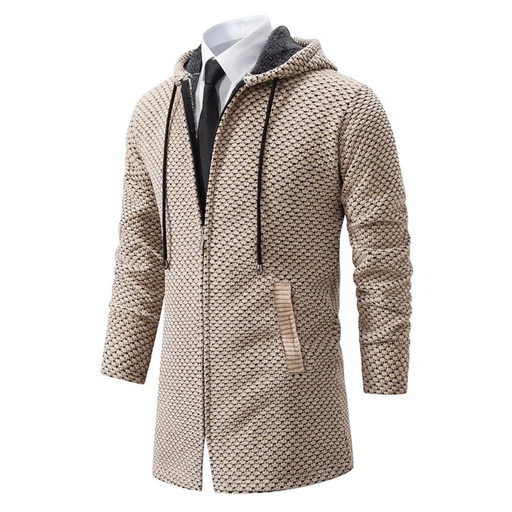 Mid-length Wool Hoodie for Men - Luca-Beige-S-Nora Luxe