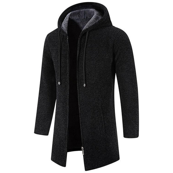 Mid-length Wool Hoodie for Men - Luca-Black-S-Nora Luxe