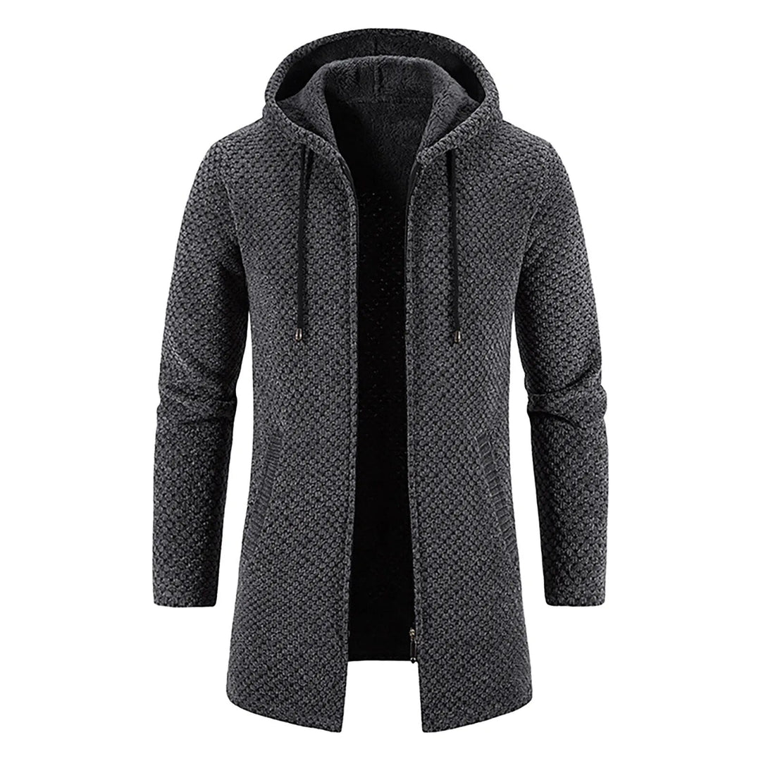 Mid-length Wool Hoodie for Men - Luca-Dark Gray-S-Nora Luxe