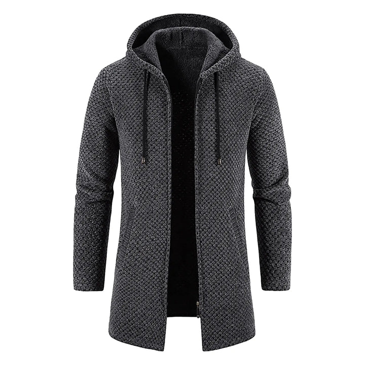 Mid-length Wool Hoodie for Men - Luca-Dark Gray-S-Nora Luxe