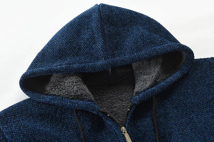 Mid-length Wool Hoodie for Men - Luca-Dark Gray-S-Nora Luxe
