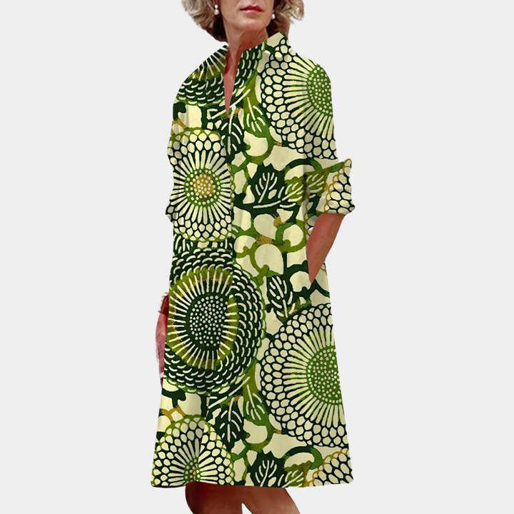 Midi dress with Print and Summery Fit – Ysolde-Green-XS-State of Style
