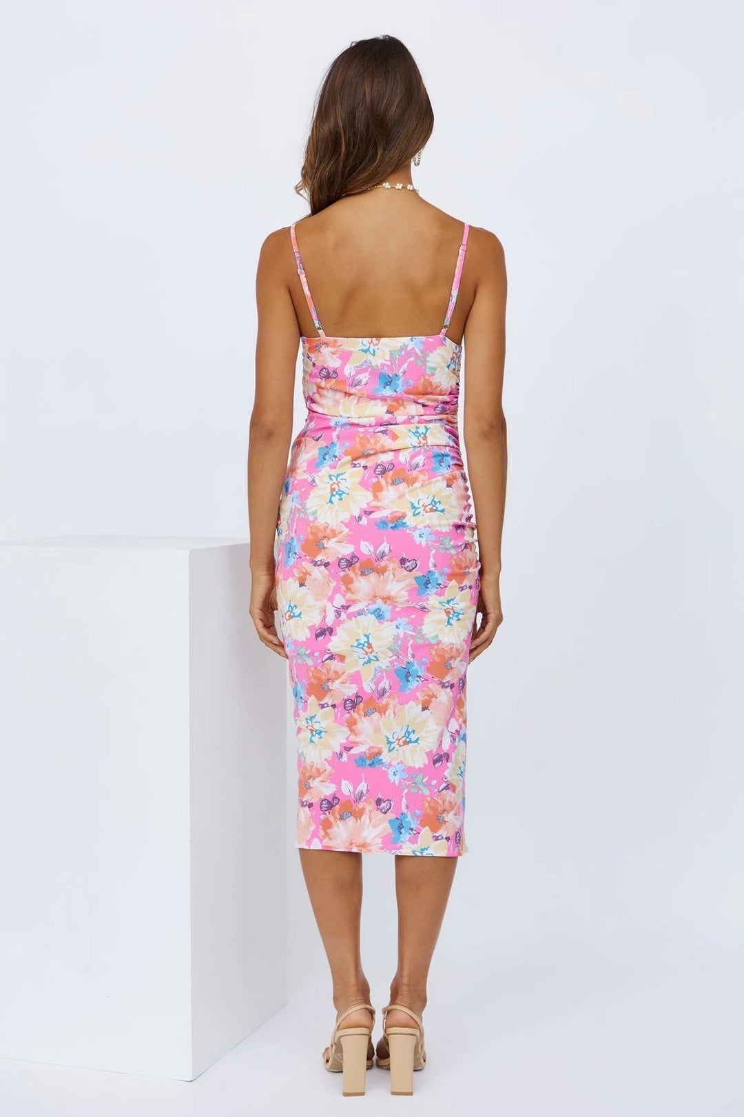 Midi Summer Dress with Floral Print and Split – Soléa-S-State of Style