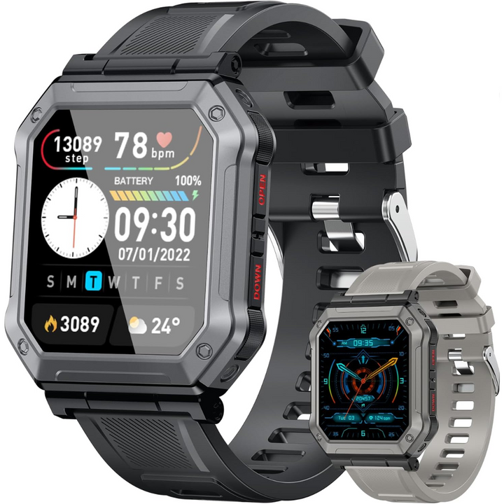 Military Smartwatch for Men with Fitness Tracker - Wayne-Black-Nora Luxe