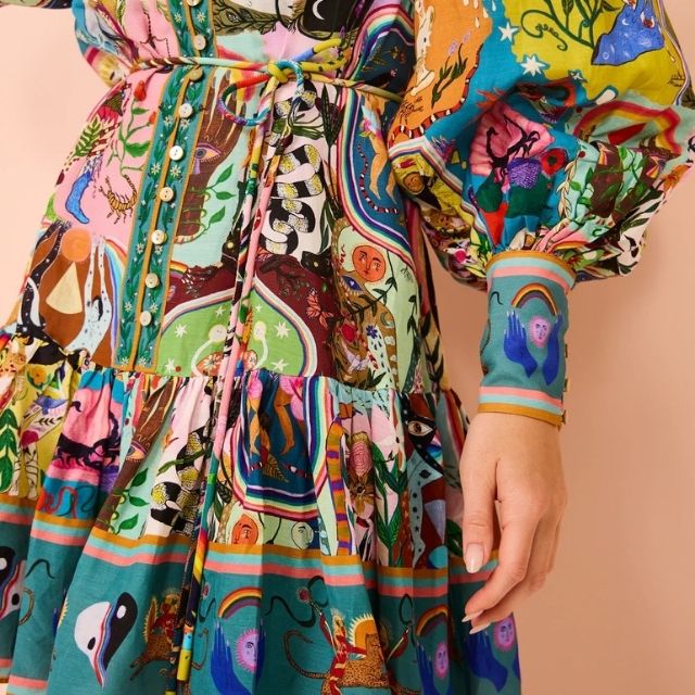 Mini Dress with Vibrant Print - Camila-Multicoloured-S-Nora Luxe