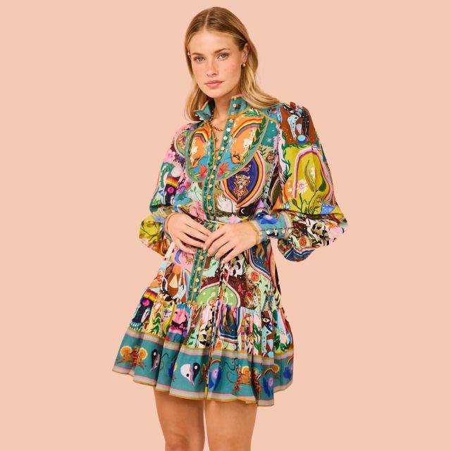 Mini Dress with Vibrant Print - Camila-Multicoloured-S-Nora Luxe