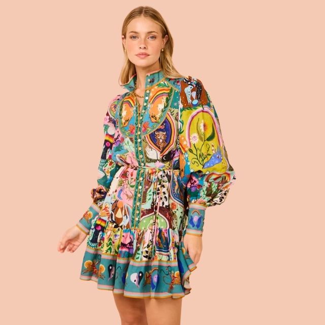 Mini Dress with Vibrant Print - Camila-Multicoloured-XXL-Nora Luxe