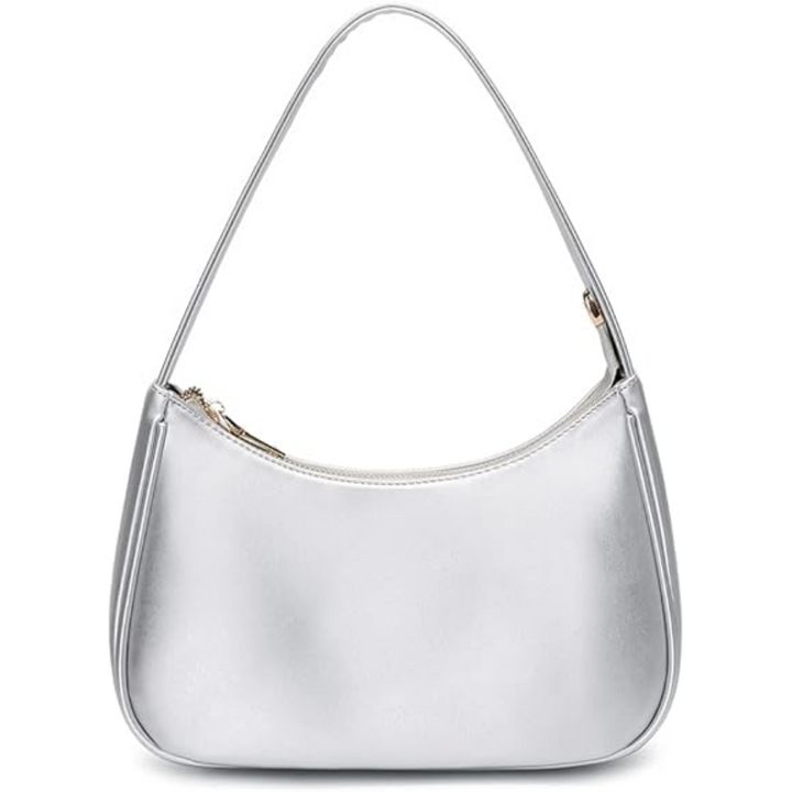 Mini Hobo Bag with Zipper - Sabrina-Silver-Nora Luxe