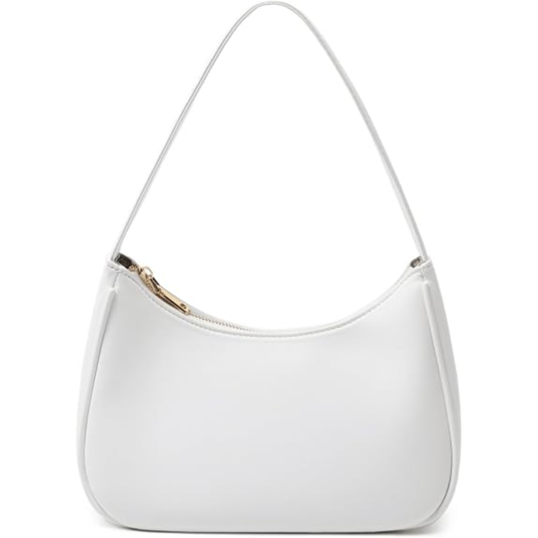 Mini Hobo Bag with Zipper - Sabrina-White-Nora Luxe